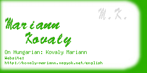 mariann kovaly business card